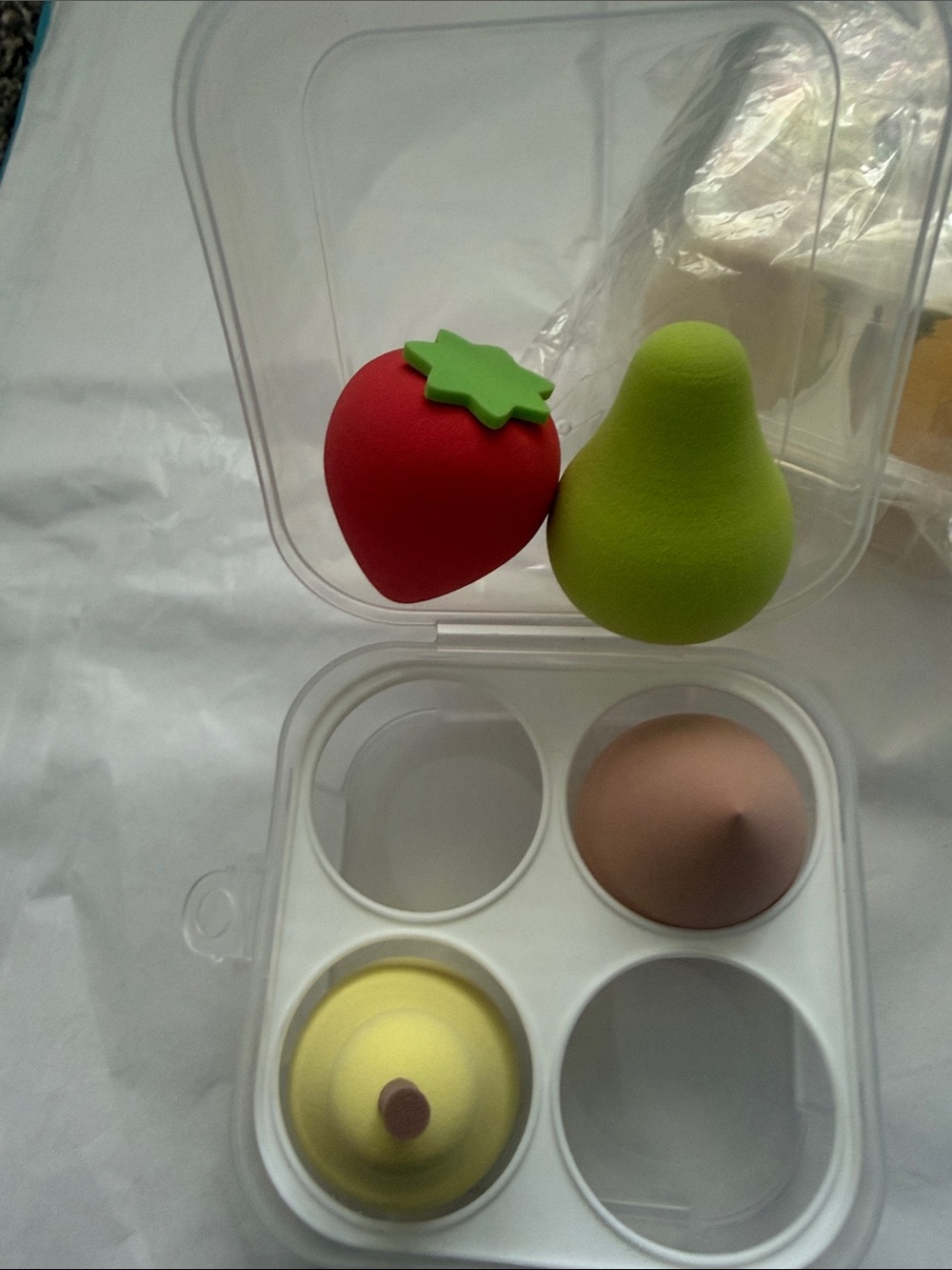 Fruit Makeup Sponge Set - Red Strawberry & Green Pear